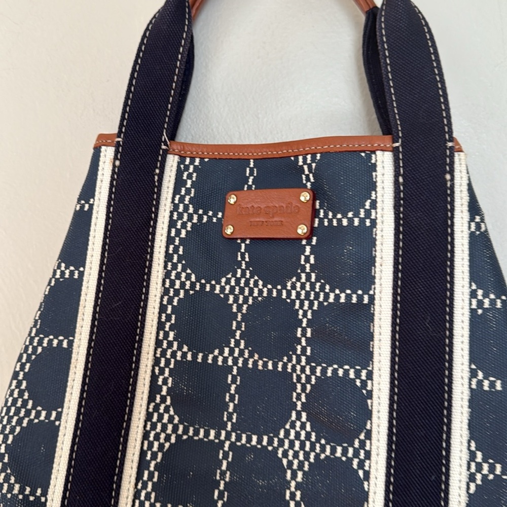 Kate Spade canvas Navy and Brown geometric print Women's Bag - Picture 2 of 10